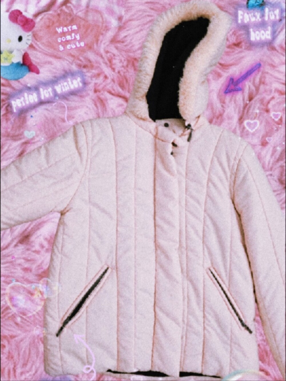 Faux-Fur Hood Jacket - Yellow